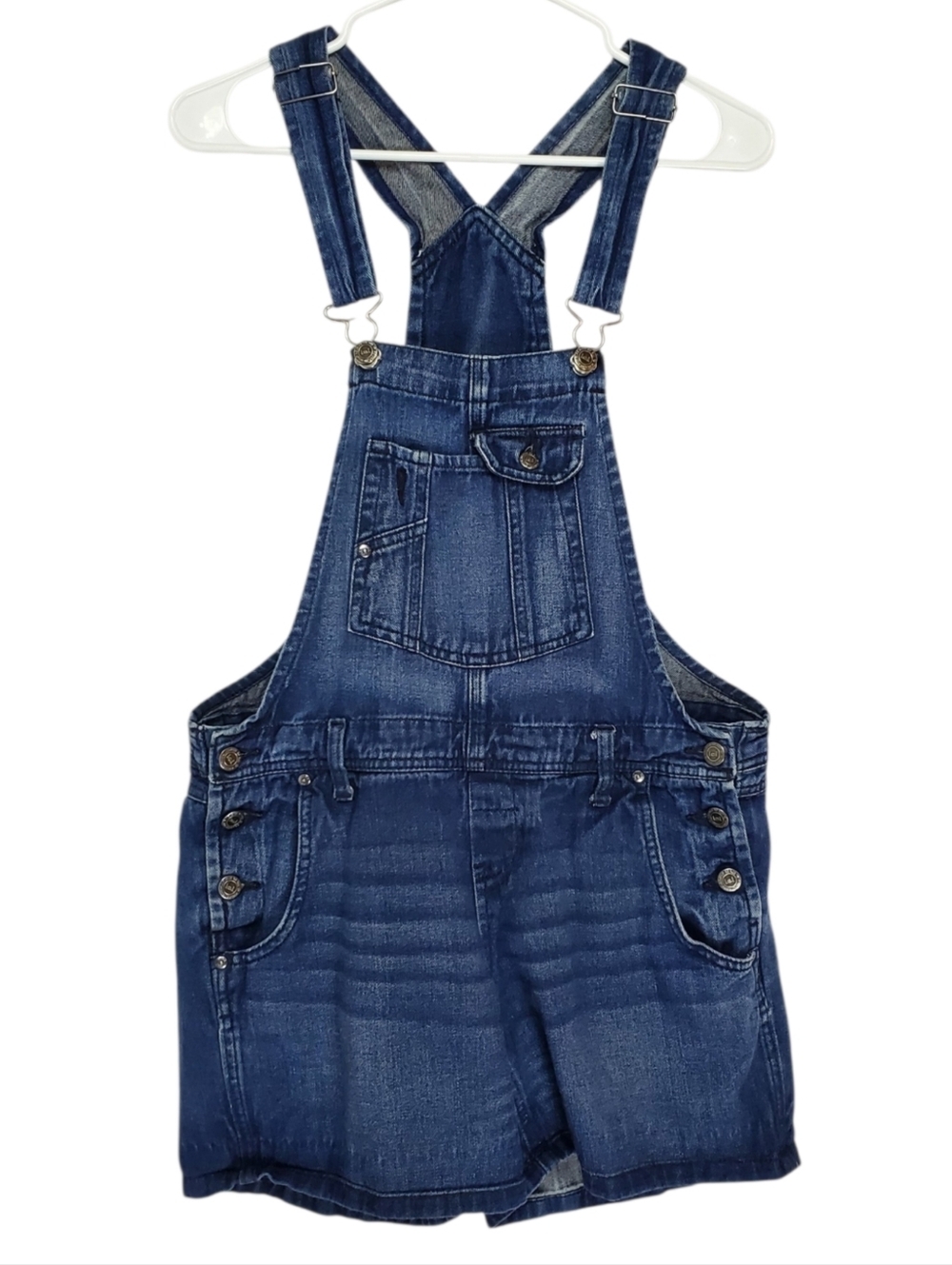 7656 * Lei Denim Short Overalls Bib Shortalls Dark Wash Size M Y2K